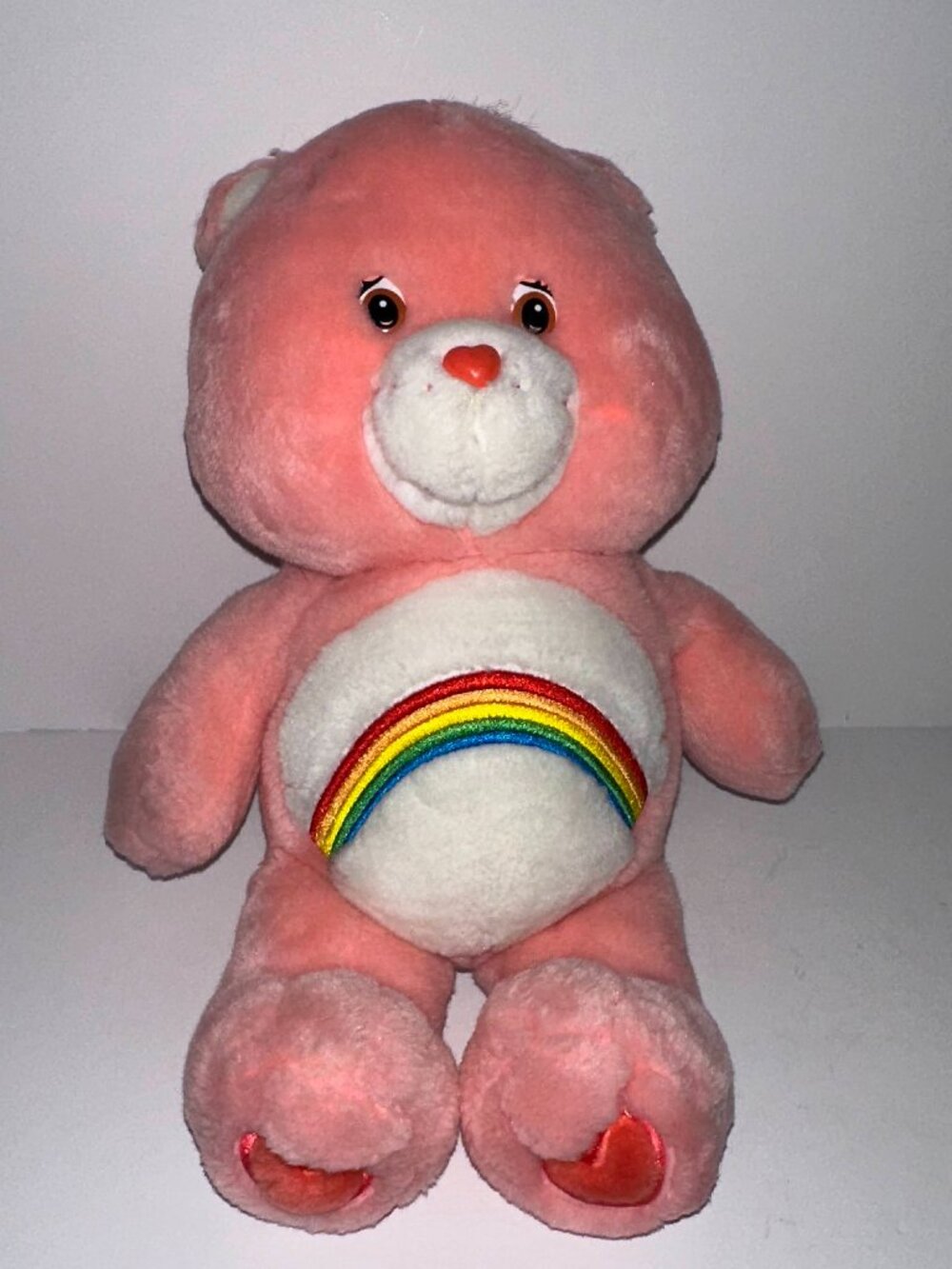 Vintage 2002 Care Bears Cheer Bear Stuffed Animal Plush Toy 12" Rainbow EUC